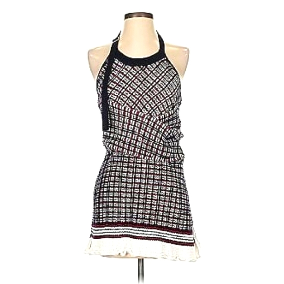 3.1 Phillip Lim jacquard wool blend sweater halter deconstructed sleeve wrap top - Picture 2 of 8